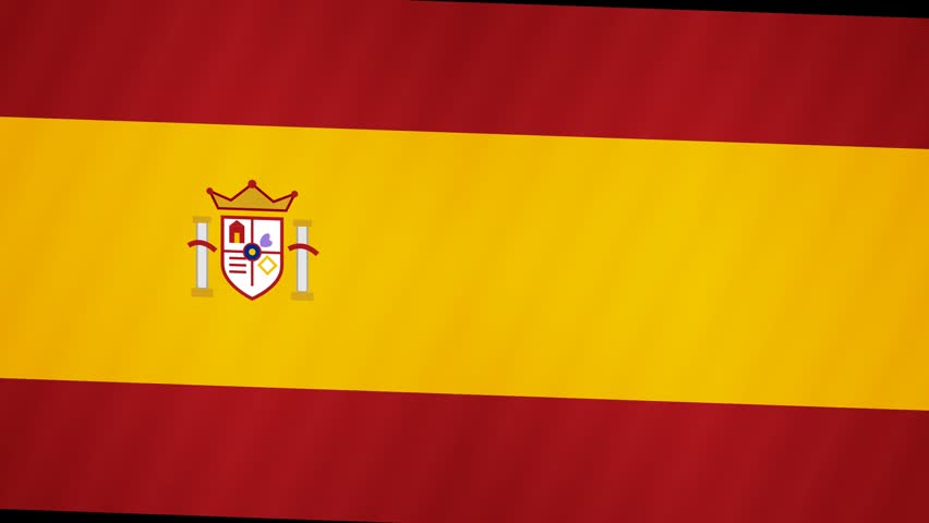 Spanish flag featuring the national coat of arms gently waving representing national identity and patriotism