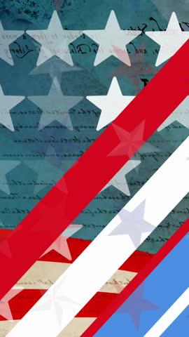 Animation of moving red, white and blue stars and stripes pattern of american flag elements. patriotism, independence and celebration concept digitally generated video.
