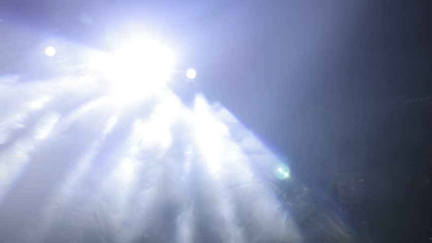 stage light with colored spotlights and smoke, concert and theatre scene 