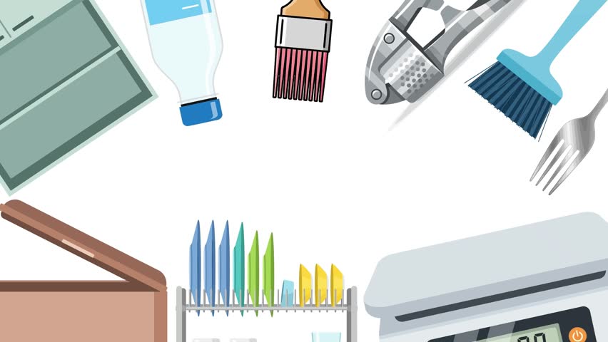 Kitchen Tools Flat Vector Icon Set – Cooking Equipment and Utensils Illustration