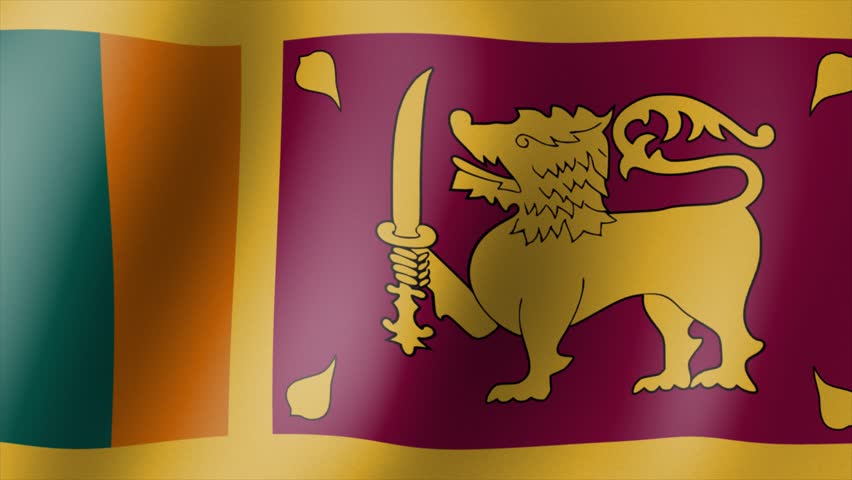 Waving Sri Lanka National Flag Animation with Golden Lion Emblem.