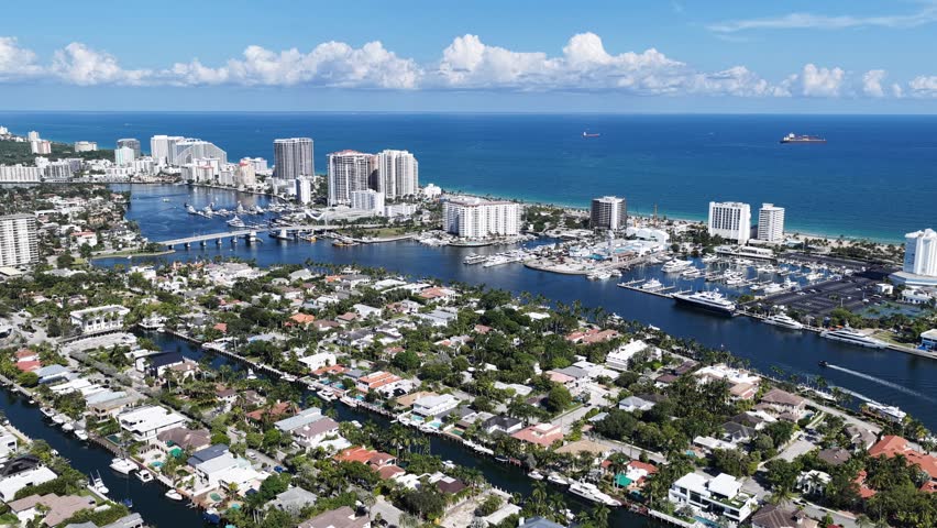Fort Lauderdale Skyline In Fort Lauderdale Florida United States. Aerial View Of Stunning Beach With Crystal Clear Waters. District Skyline. Cities Of The World. Fort Lauderdale Florida.