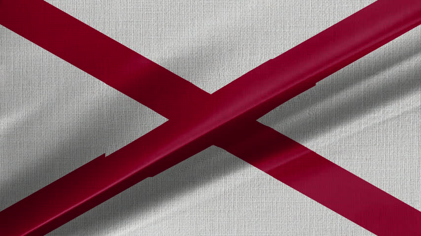 Alabama Flag Animation With Fabric Texture Loop