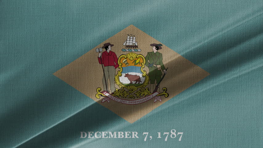 Delaware Flag Animation With Fabric Texture Loop