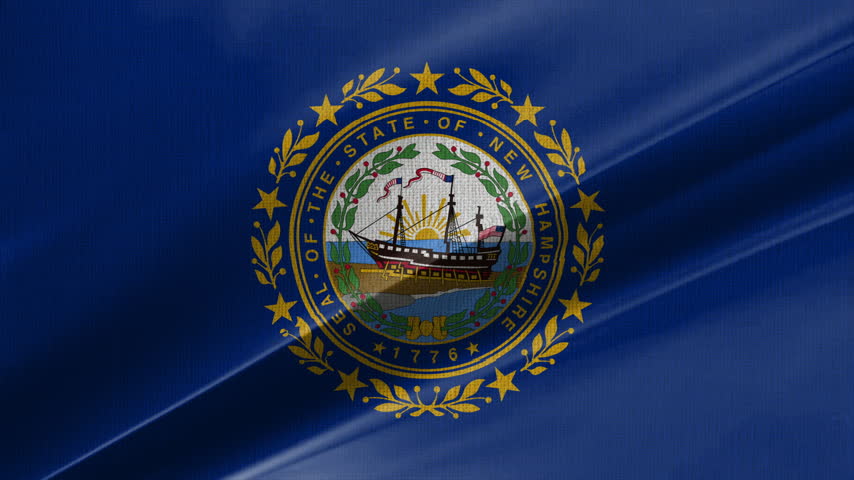 New Hampshire Flag Animation With Fabric Texture Loop