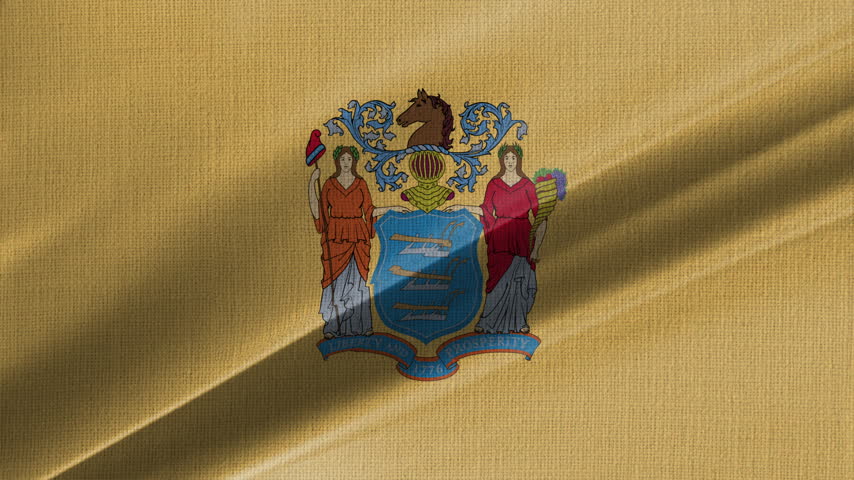 New Jersey Flag Animation With Fabric Texture Loop