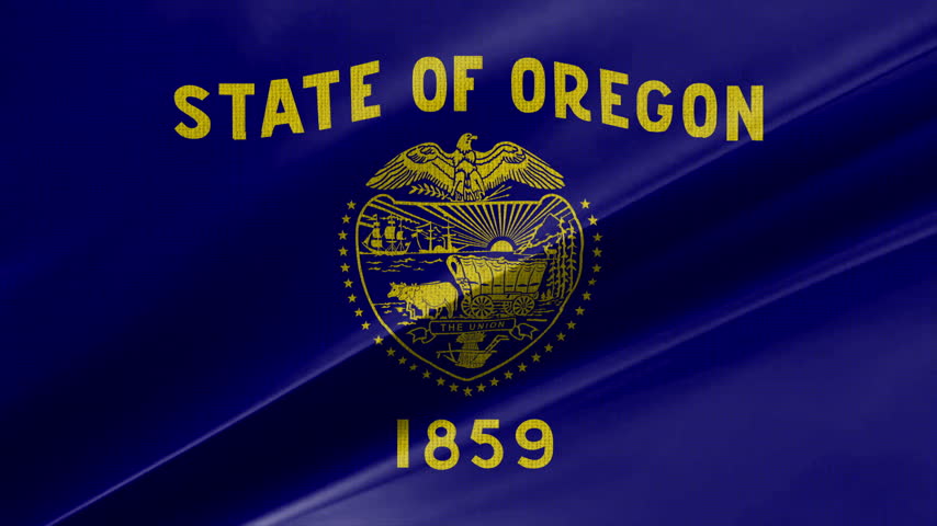 Oregon Flag Animation With Fabric Texture Loop