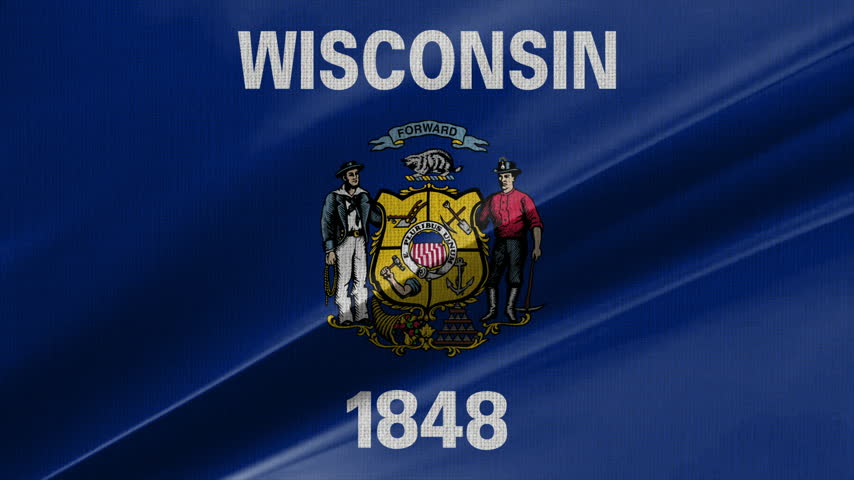 Wisconsin Flag Animation With Fabric Texture Loop