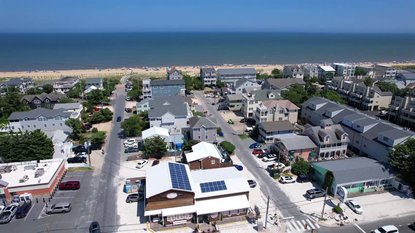 drone flight toward beach in Fenwick Island, Delaware