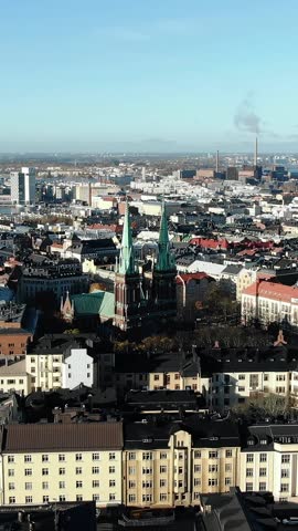 Stunning aerial footage flying over helsinki