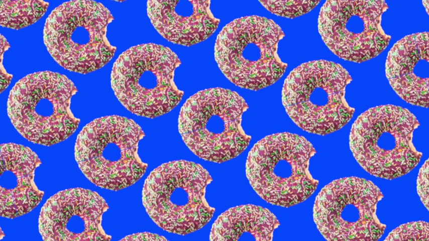 Rotating donuts blue screen loop animation,the blue background can be removed.