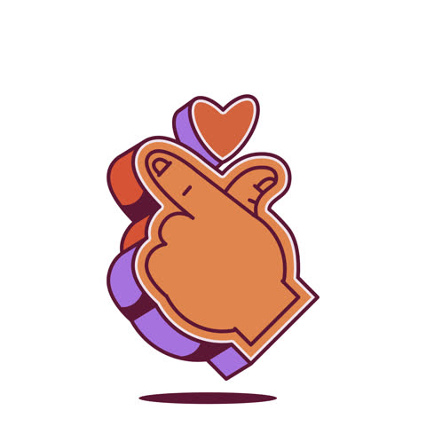 love hand gesture animation with love object for element design