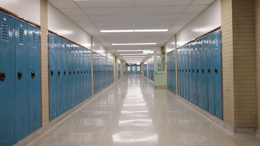 School hallway empty before back to class starts