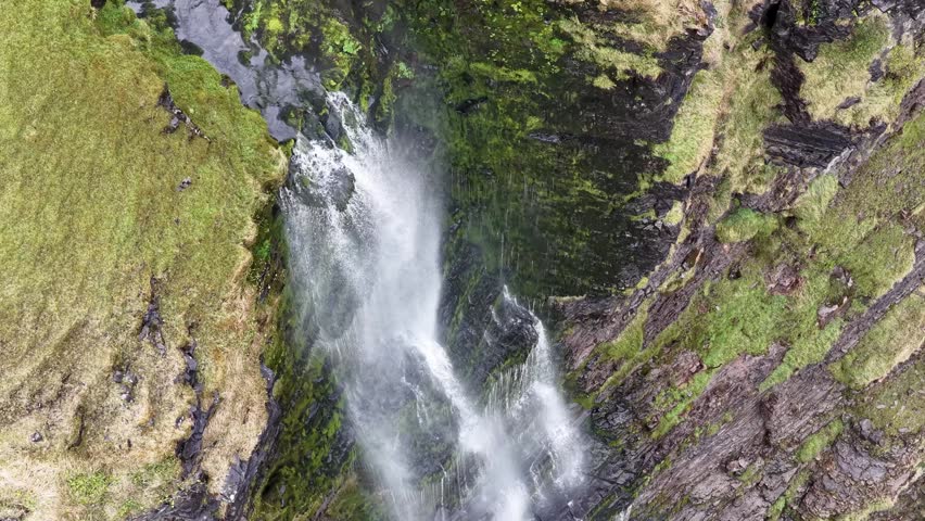 Waterfall running upwards - The Devils Chimney near Glencar Lough, Ireland