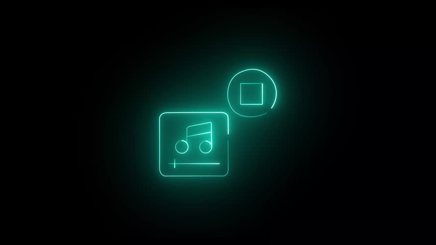 blue neon light microphone music icon. Vibrant colored technology symbol, isolated on a black background. 3D Render