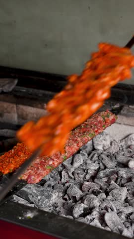 Chicken Wings Adana Kebab Tomatoes and Peppers on Grill