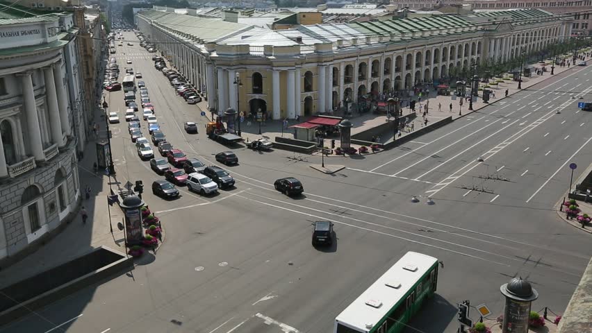 ST.PETERSBURG, RUSSIA - JUN 26: Top view of the Metro and mall Gostiny Dvor on