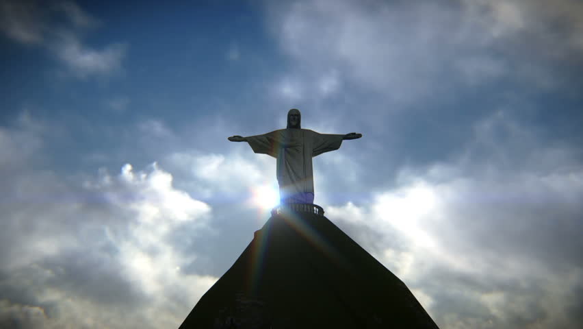 Aerial shots of the Christ the Redeemer statue in Rio de Janeiro
