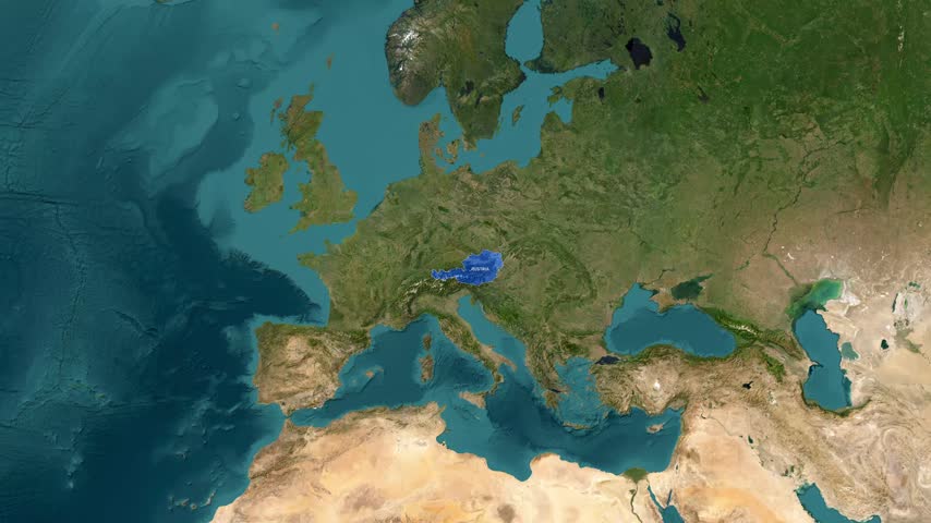 Animated map footage showing the snowy mountain range near Innsbruck