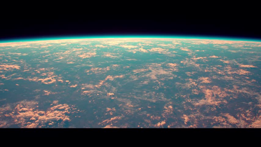 Space Station Orbiting Earth Above Clouds and Atmosphere in Outer Space 4K