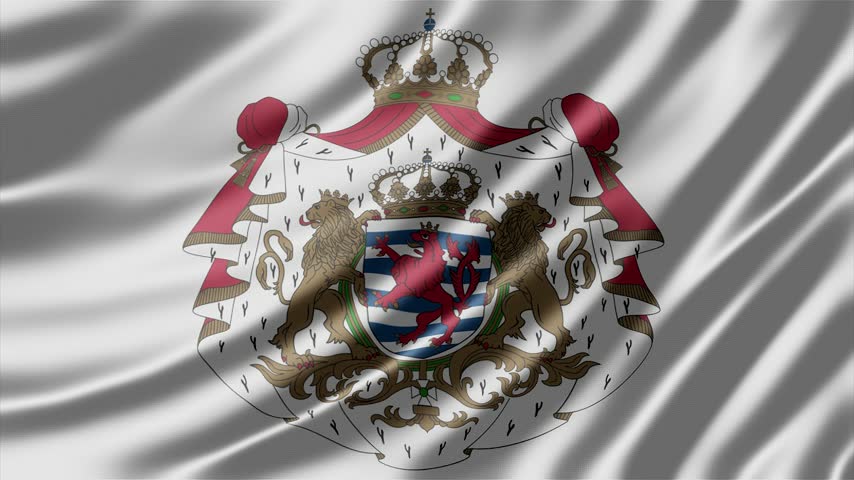 Luxembourg coat of arms emblem waving gracefully on a soft white silk fabric background creating a smooth and elegant motion effect in this high quality digital animation that perfectly captures the pride and historical heritage of the grand duchy of the nation.