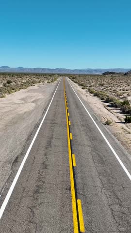 Desert Road At Essex In California United States. Famous National Park Landscape. Route 66 Travel. Desert Road At Essex In California United States.
