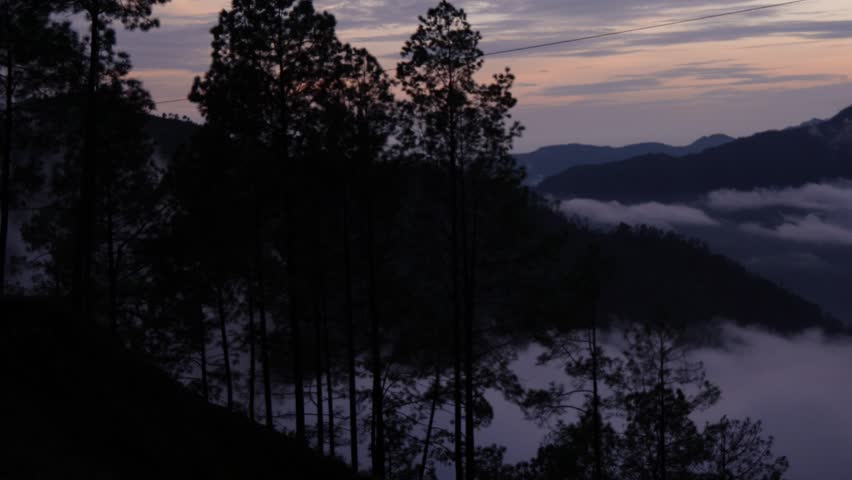sunset with clouds and serene view
