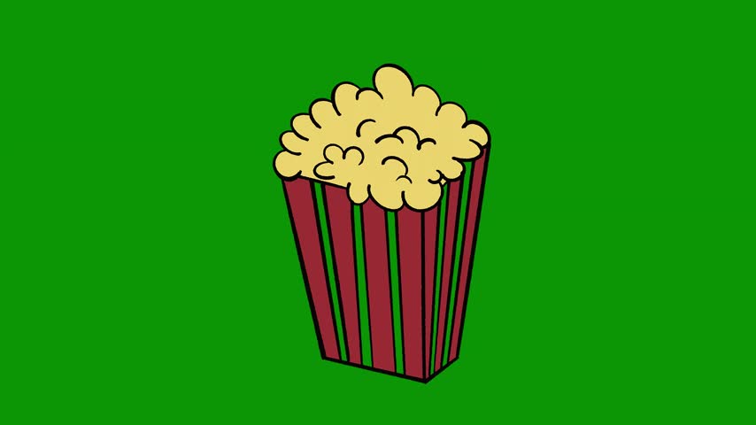 A popcorn box on green background and screen isolated on green screen background
