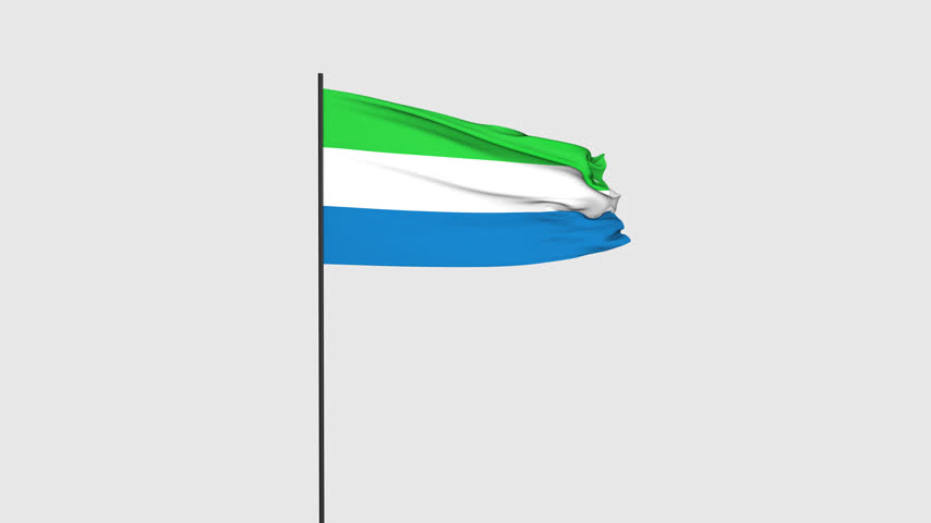Sierra Leone Flag Animation High-quality national flag waving and flowing motion, ideal for news, broadcast, presentations, social media, educational content, travel videos, patriotic projects, and professional video production.