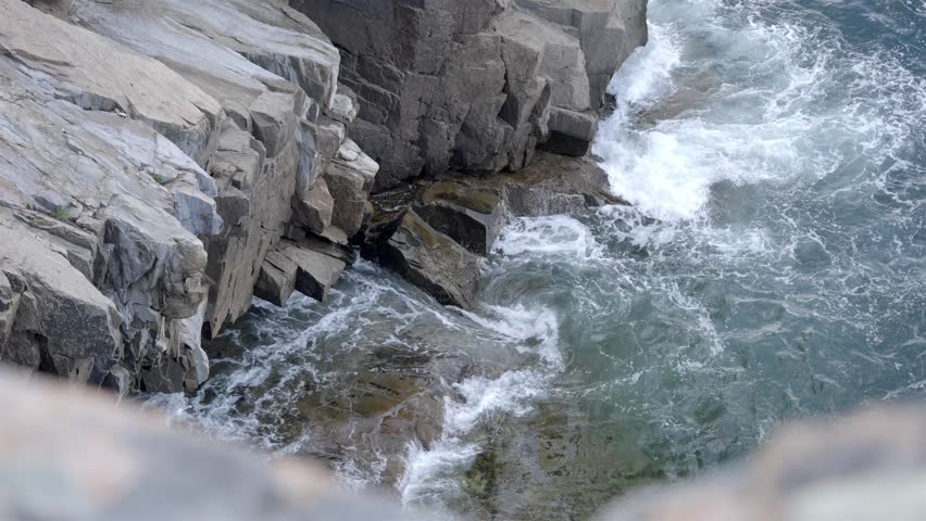 Ocean Waves Crashing on Otter Cliff in Acadia National Park
