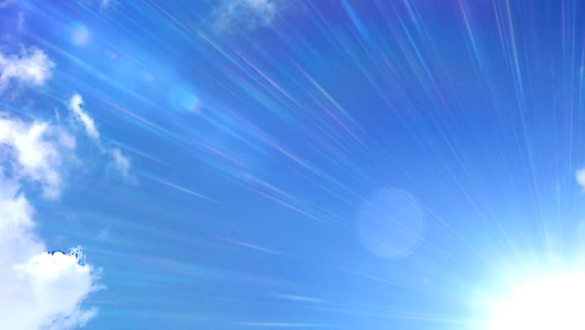 Clouds with bright sunshine lens flare