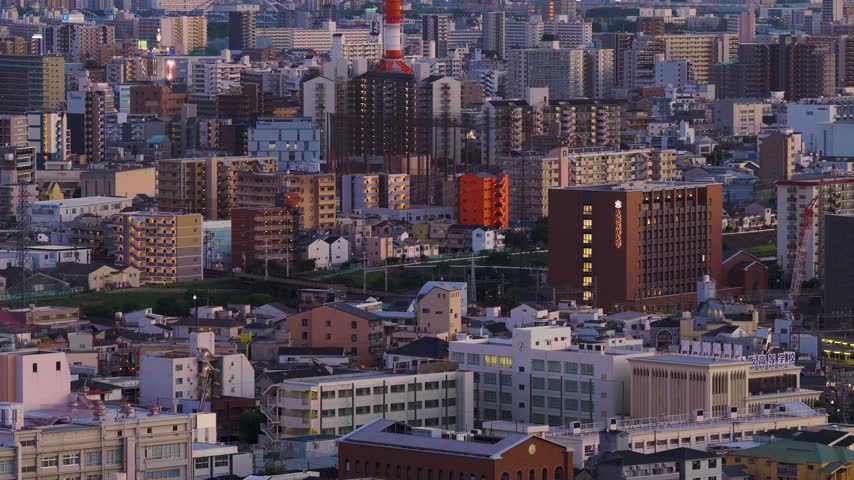 Urban Apartments and Neighborhoods, with Osaka City Umeda Skyline, Japan