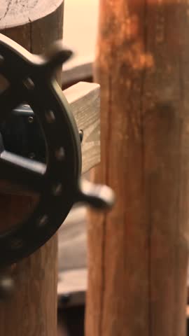 Natural Wood Playground Boat with Metal Ship Wheel Detail