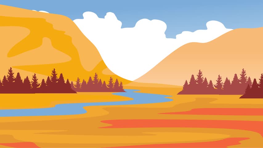 beautiful natural views and sky in yellowstone national park