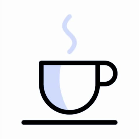 Minimalist Hot Coffee Cup Icon with Steam, Simple Line Art Illustration	