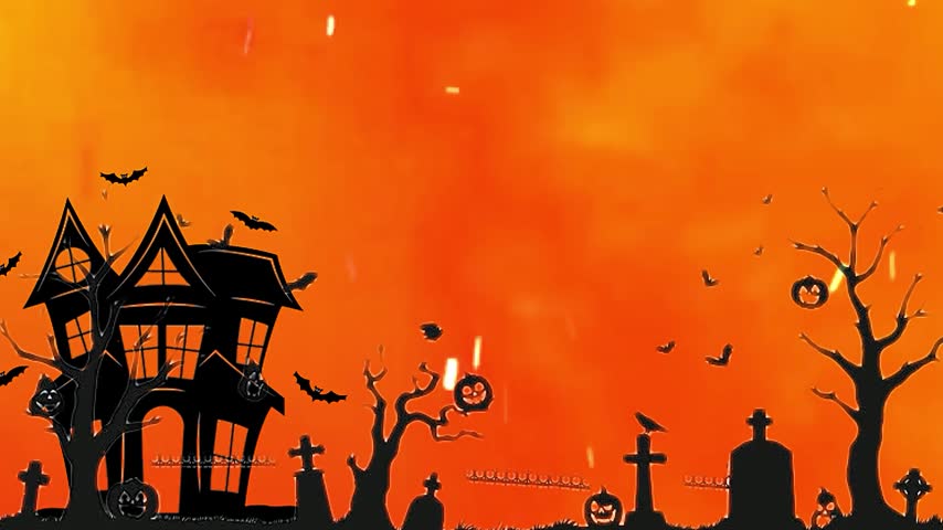 Spooky Halloween Night Background with Flying Bats and Full Moon