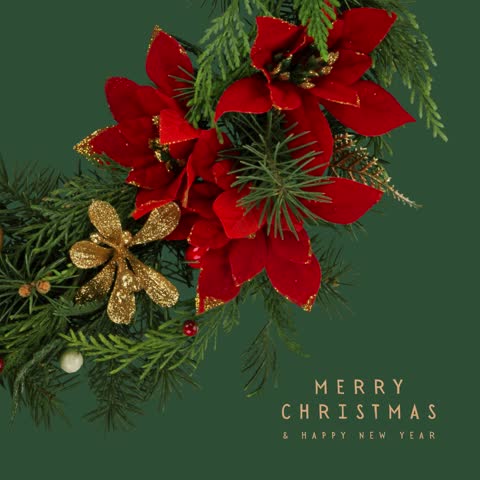 Elegant Christmas wreath video featuring a festive realistic decorative wreath with seasonal greenery and Christmas accents, creating a warm and refined holiday atmosphere. Suitable for Christmas greetings, holiday celebrations, seasonal social media content, digital greeting cards, invitations, promotional videos, and festive decorations.