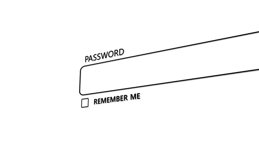 Password Typing Line Art Animation Loop Isolated White Background Cybersecurity Login Screen Motion Graphic Video Overlay