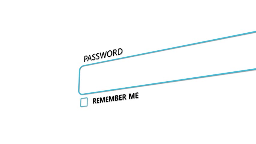 Password Typing Line Art Animation Loop Isolated White Background Cybersecurity Login Screen Motion Graphic Video Overlay