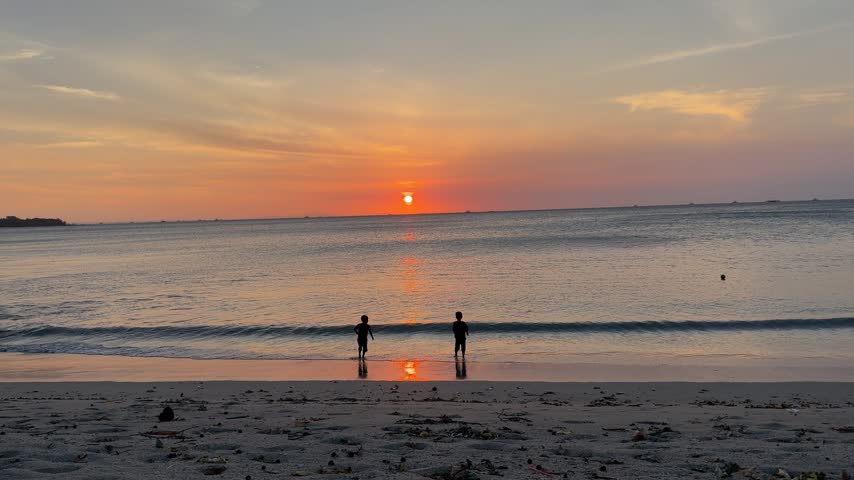 Late afternoon sunset view with silhouettes