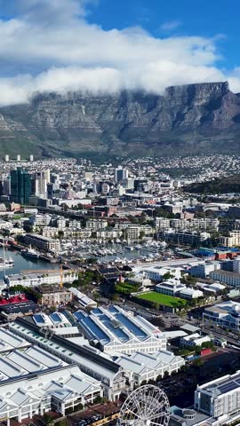Waterfront In Cape Town Western Cape South Africa. Amazing Skysrapers And Traffic On Street Viewed From Above. Landmark Town. Downtown Cityscape. Cape Town Western Cape.