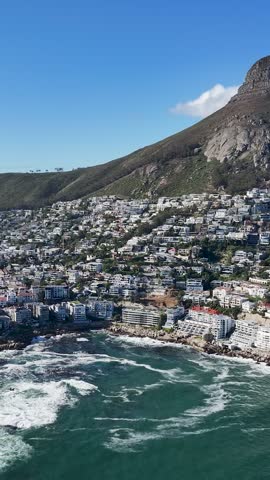 Camps Bay Beach In Cape Town Western Cape South Africa. Turquoise Ocean Waves Gently Crashing On Tropical Beach. Bay Water Landscape. Landmark Beach. Cape Town Western Cape.