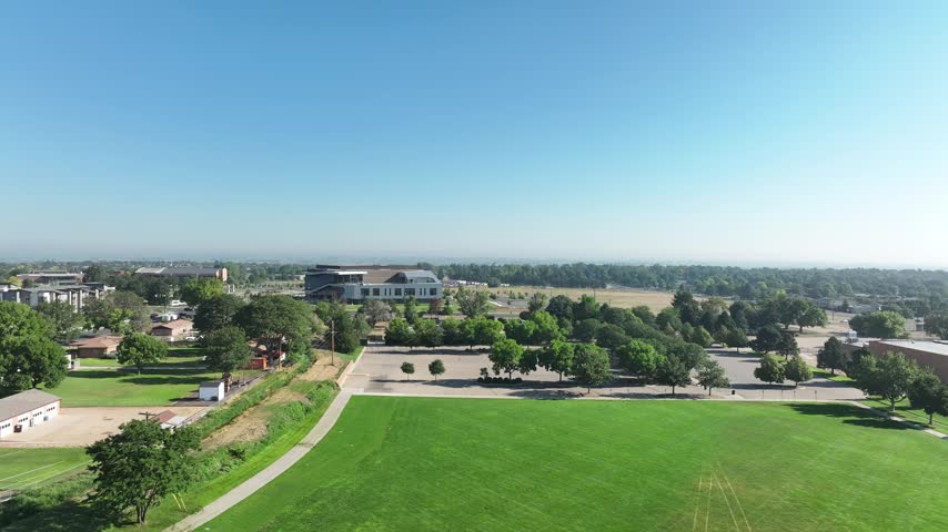 Sunny aerial view over Greeley