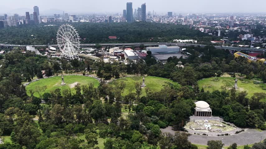 Aerial video of Diego rivera mural at chapultepec in mexico city