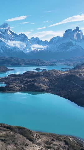 National Park In Torres Del Paine Punta Arenas Chile. Captivating Aerial View Of Plantations Forming Geometric Patterns. Winter Tourism. Countryside Alps. Torres Del Paine Punta Arenas.