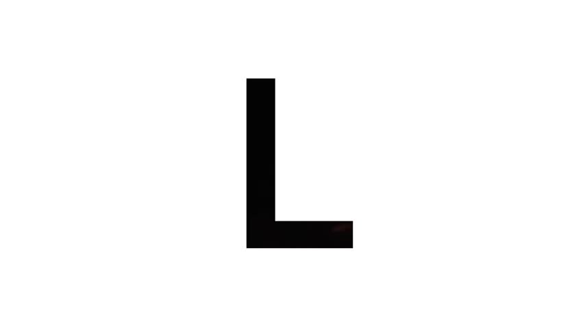 alphabet letter "L" with animated flames on a white background