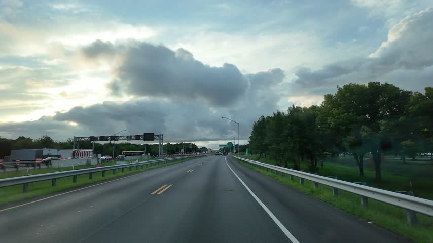 Touristic route to adventure. 4k footage. Wanderlust adventure trip. Travel road route. Sunset road way. Touristic destination route. Highway motion. Travel destination. Road in sunset