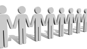 A concept video depicting a person standing out from the crowd. Rendered against a white background with a soft shadow and reflection.