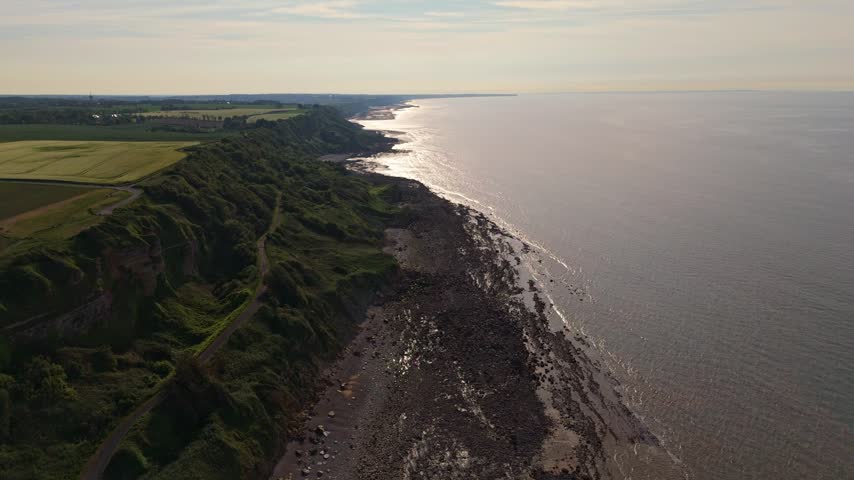  Drone view of the cliffs and beaches of the D-Day landings