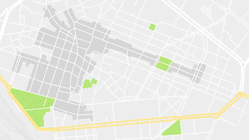 Animated GPS route on a city map of Parma, Emilia-Romagna, Italy, with a red location pin and path line in 4K